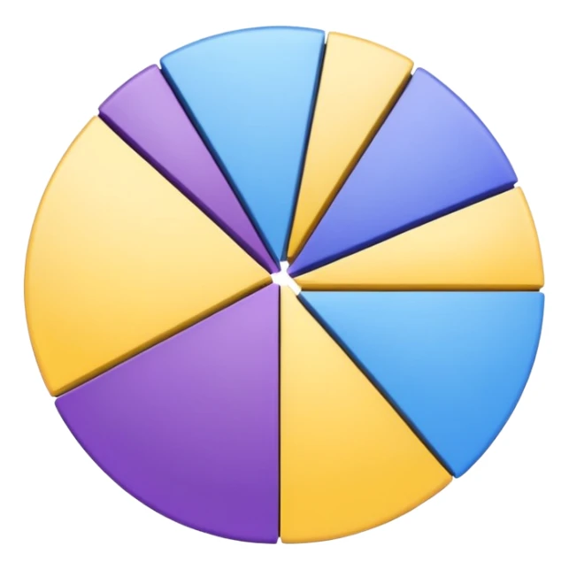 A pie chart with purple, yellow and blue colors only sticker