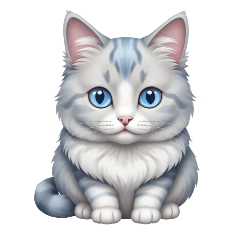 Grey and white cat blue eyes sticker