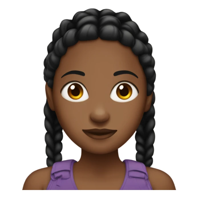 Brown skin black girl with black braids sticker