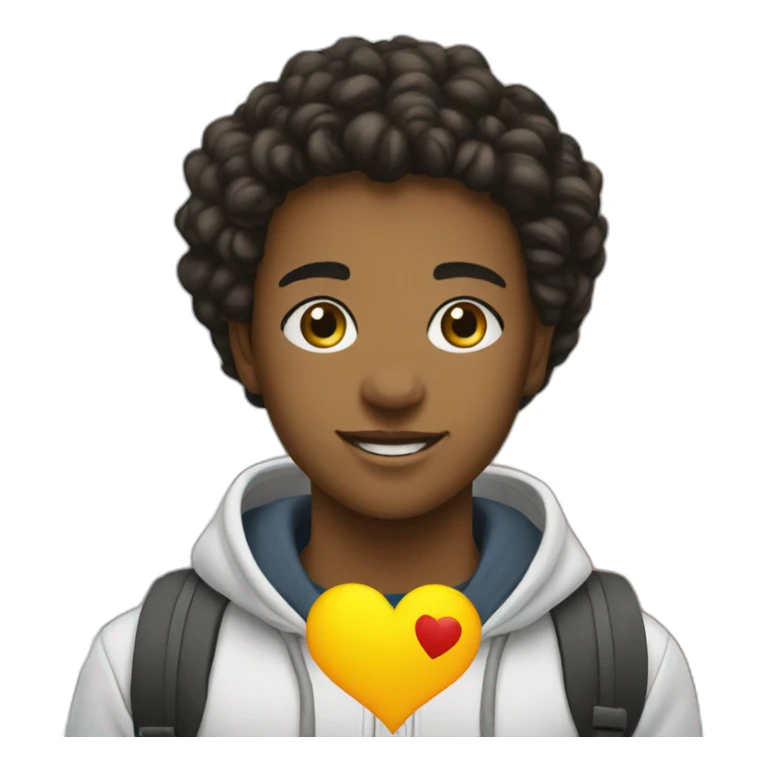 student with a banner in hand,  written " I love Y Commerce" sticker