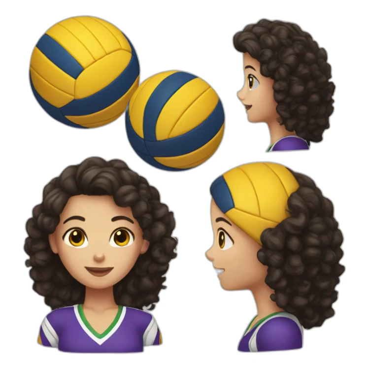 white girl whith dark curly hair playing volleyball sticker