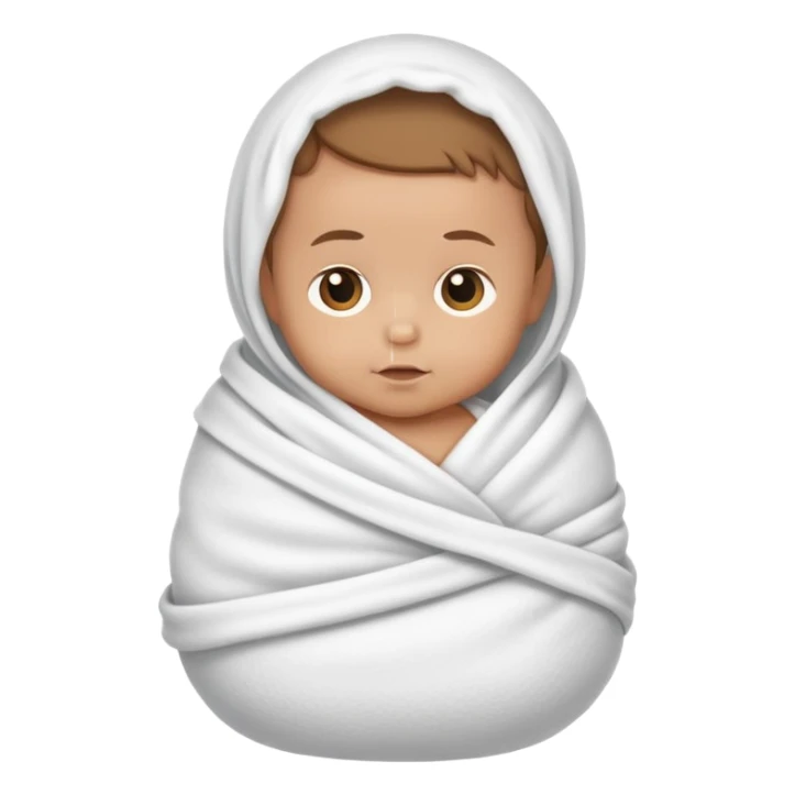 lightly tanned baby swaddled in a white blanket sticker