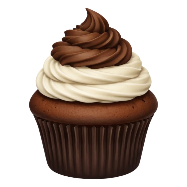 dark brown cupcake on white cream with no any deco sticker
