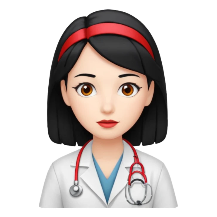 doctor with black hair and red hairclips  sticker