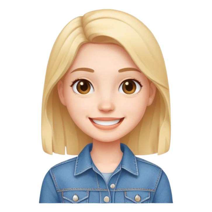 smiling girl in denim outfit sticker