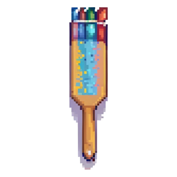 a paintbrush and palette, pixel art style sticker