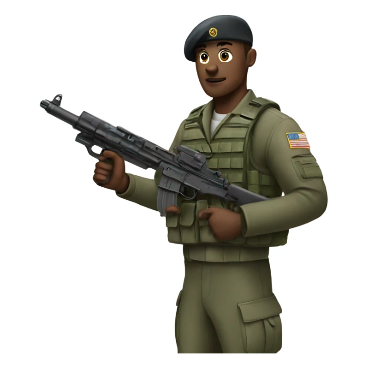 Military man holding gun sticker