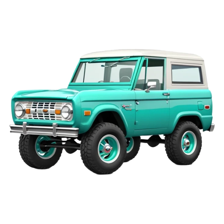 turquoise green classic ford bronco with slot alminum wheels sticker