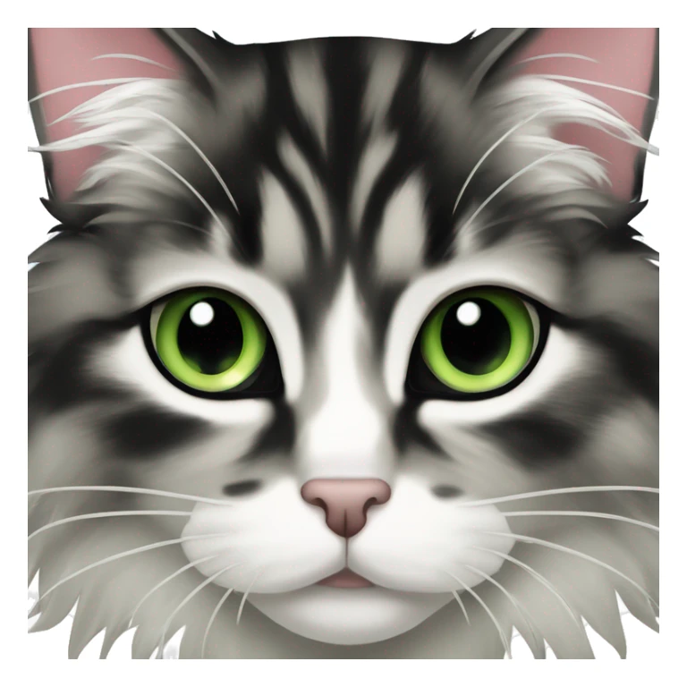 Black and white sad maincoon cat green eyes sticker