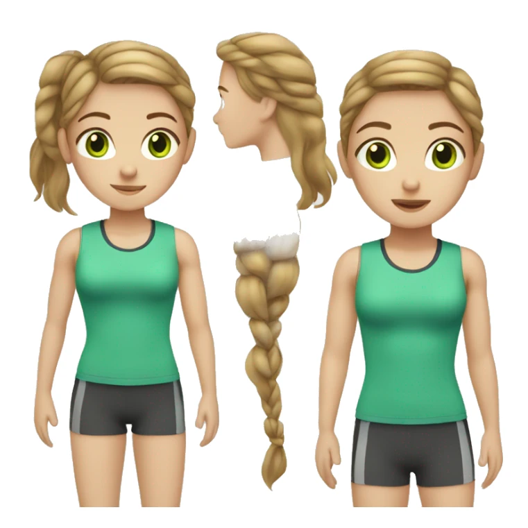 Girl light brown hair green eyes gym sticker