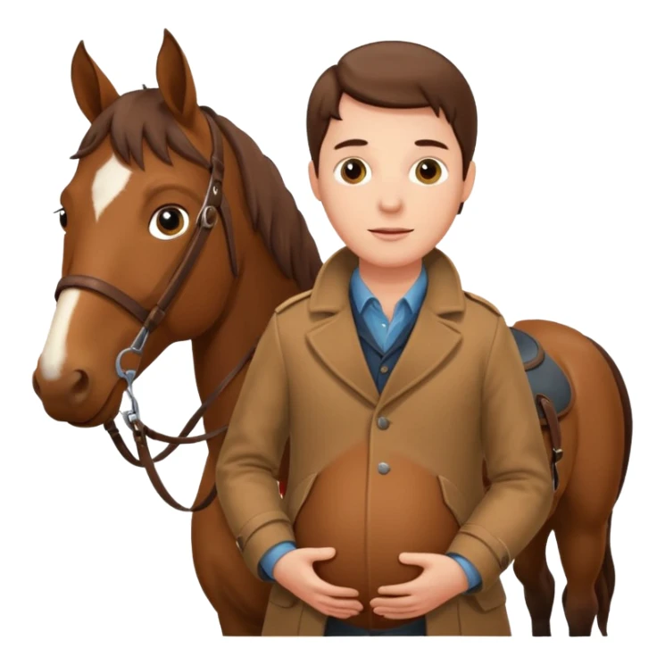 pregnant man  with horse sticker