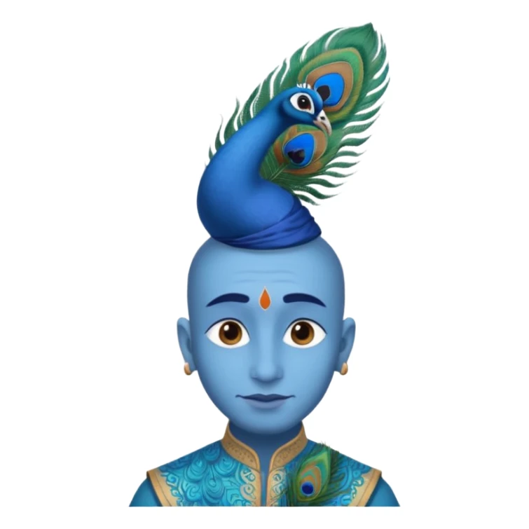 A man with blue skin peacock feather in head wearing dhoti kurta  sticker