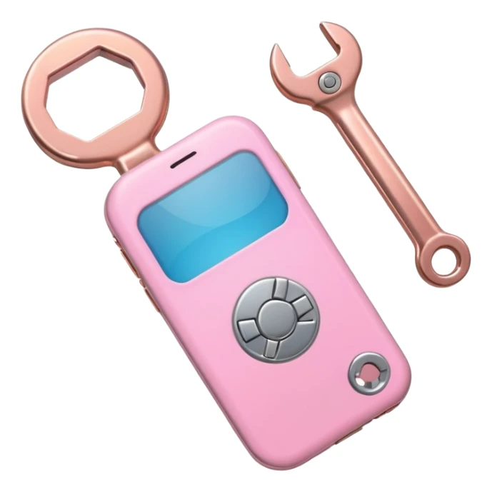 pink girly cellphone with a cute wrench sticker