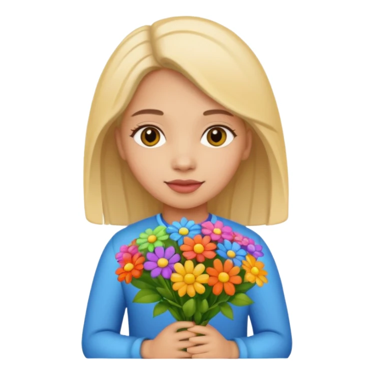 Niña con un ramo de flores sticker