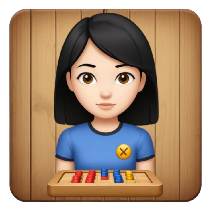 girl with black hair in short sleeves as a game piece sticker