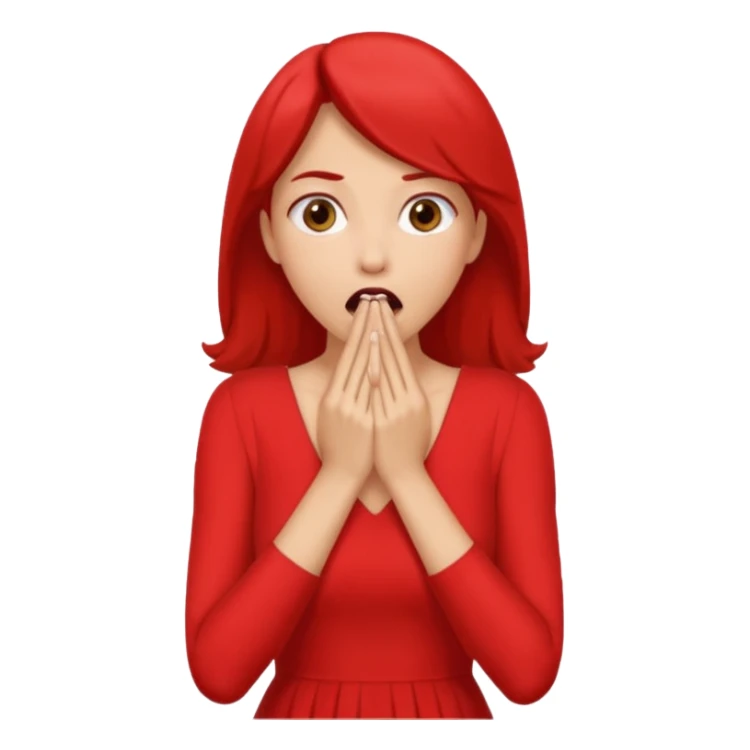 woman surprised with her hands over her mouth, full body sticker