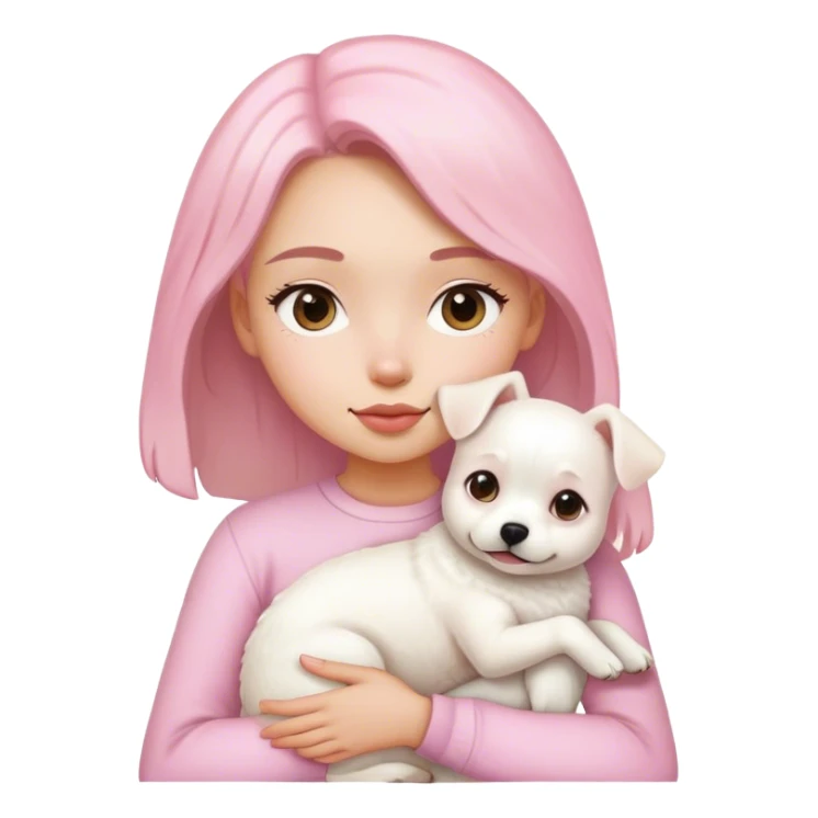 Pink Girl holding a white dog sticker