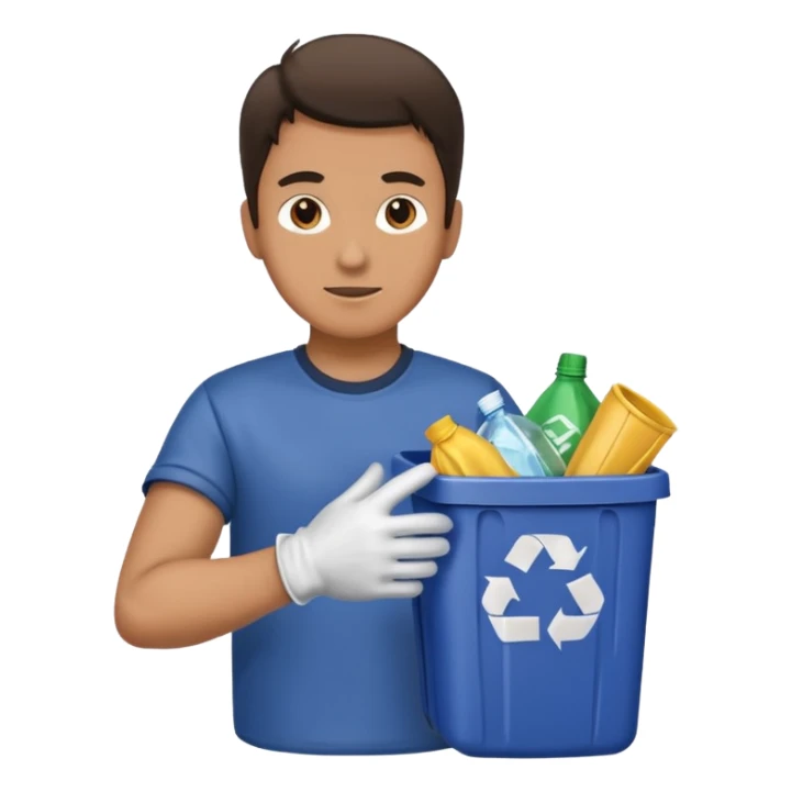 side view , all body , man taking out the trash sticker