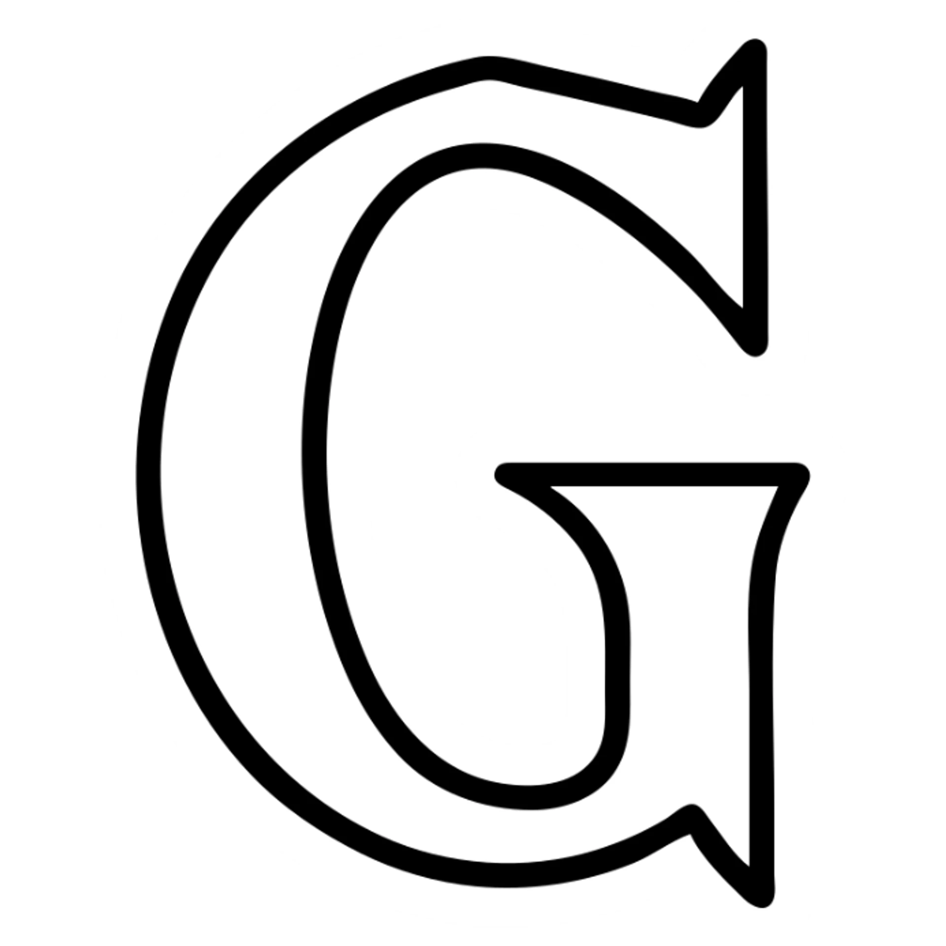 icon featuring the letter G in LifeCraft Font style, bold, stylized, clean and readable sticker