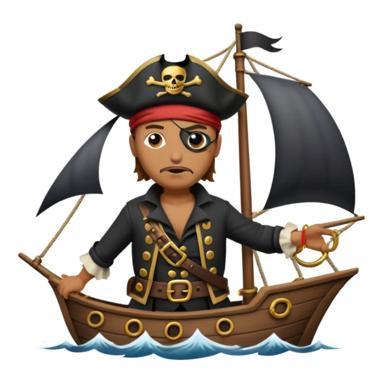 pirate with eye sailing a ship in strom sea background sticker