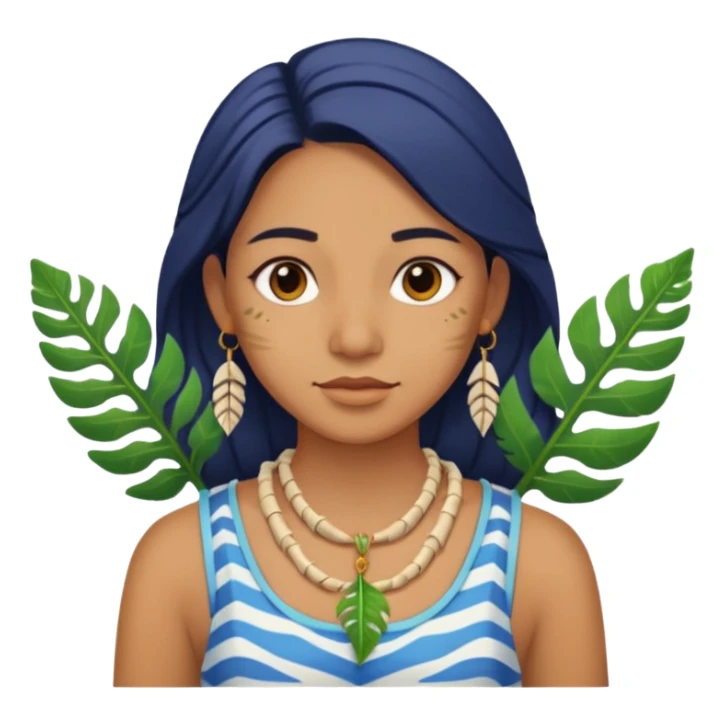 ancient girl wearing fish bone necklaces and leaf shirt sticker