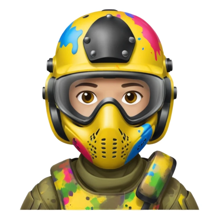 paintball player face shot with lots of colors sticker