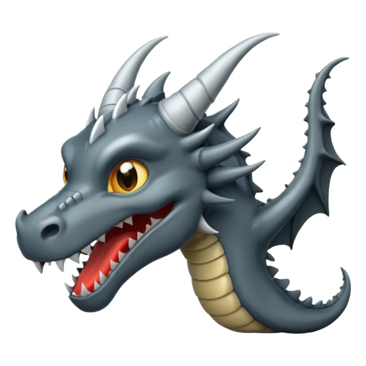 iOS style emoji, minimal dragon fang, dark fantasy object sticker
