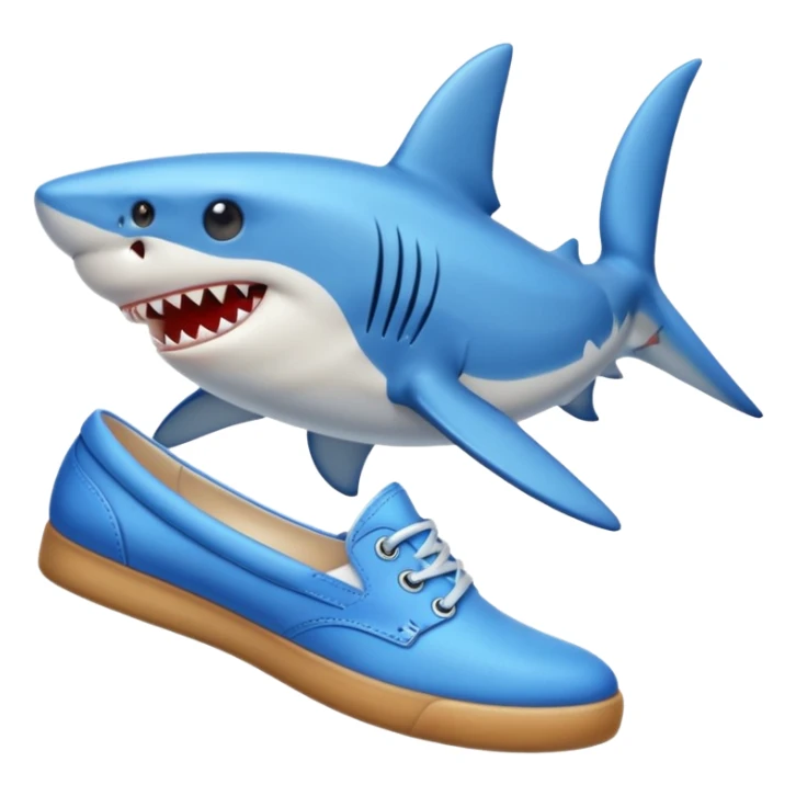 Shark with 3 blue shoes sticker