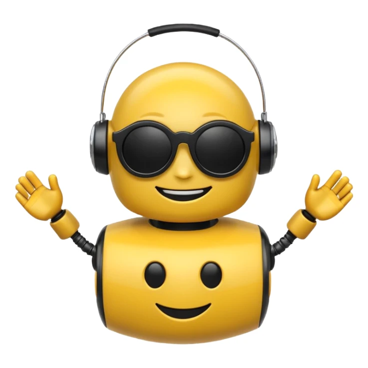 Scare emoji robot toy with black sun glasses  sticker