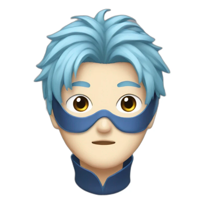Satoru Gojo with blue hairs and eyes mask hiding his eyes sticker