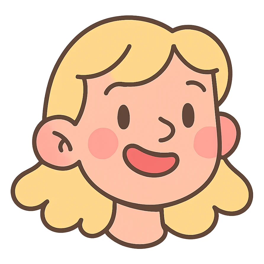 pastel toon style blonde girl's face sticker