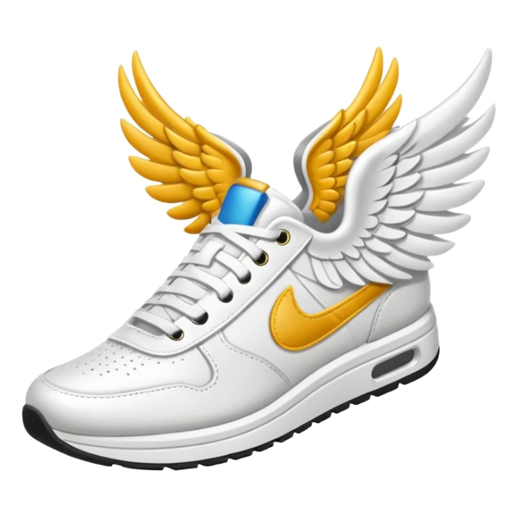 a running shoe with a wing attached to it sticker
