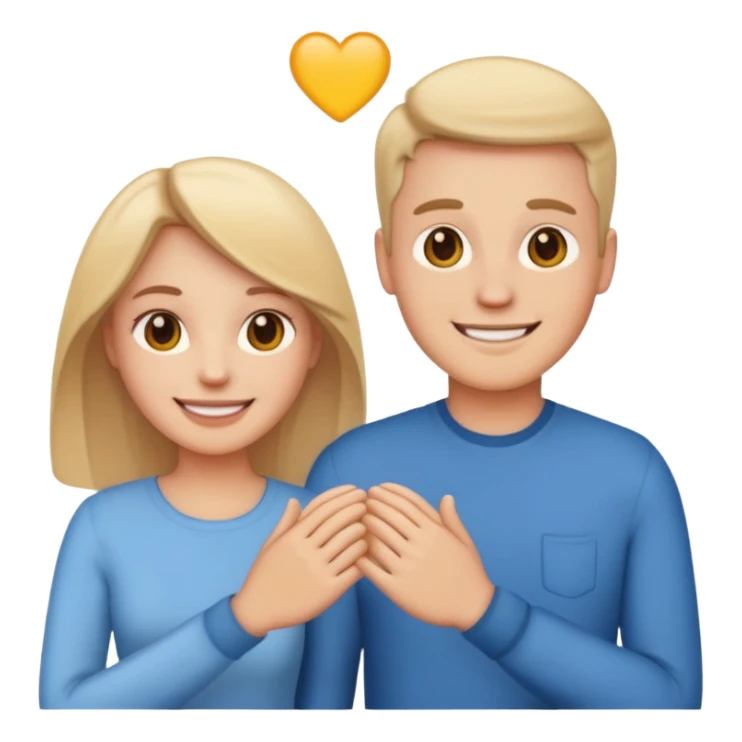 white couple falling in love, emoji sticker