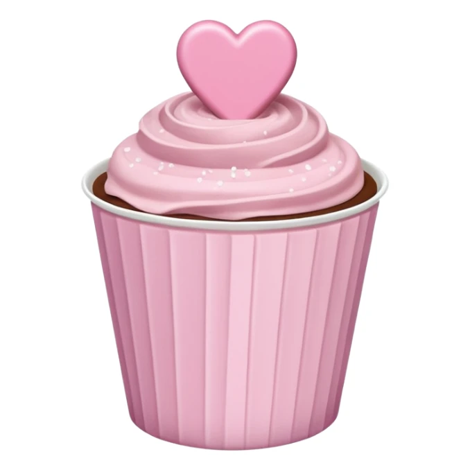 Two glossy square milk chocolate pralines placed diagonally, each in a white ridged paper cup, topped with a soft pastel pink heart icing with subtle sugar sparkle.
Cute minimal emoji-style, realistic and polished, clean studio lighting, pure white background, smooth 3D render, high resolution. sticker