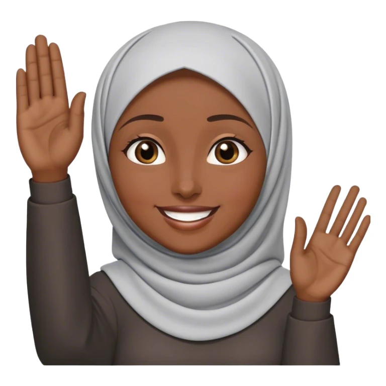 Dark skinned Muslim woman raising hand sticker