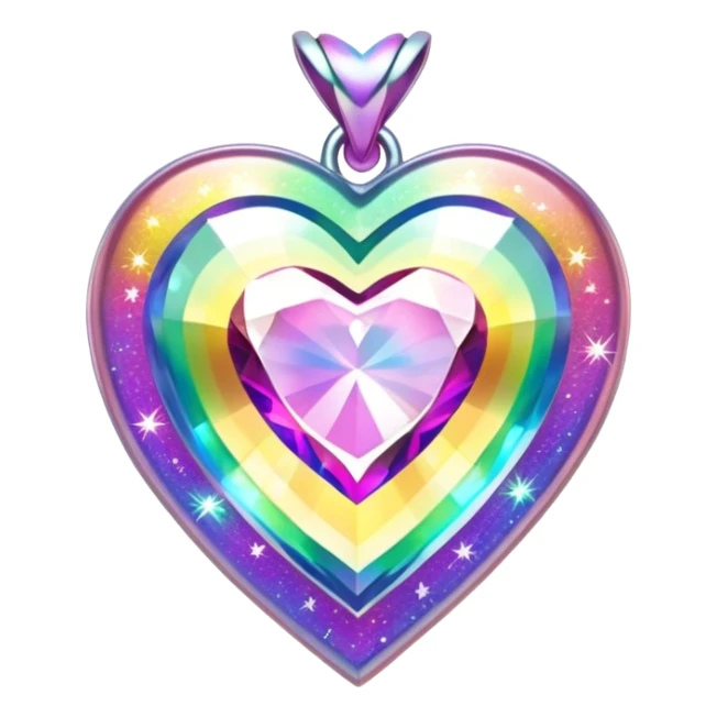 heart shaped mystic topaz holographic charm with rainbow sparkles sticker
