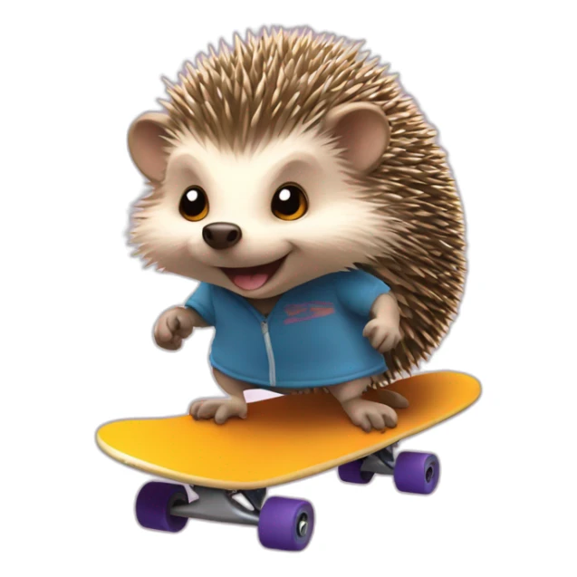 Hedgehog on skateboard with 47 number on spikes sticker