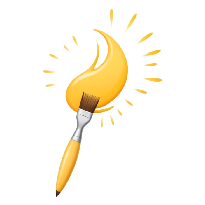A digital paintbrush hovering in the air, drawing an incomplete emoji with smooth, sketch-like lines. Tiny sparkles and creative energy flow from the brush, giving the sense of creation. Minimalist, clean, and modern digital illustration, perfect for an empty state UI. sticker