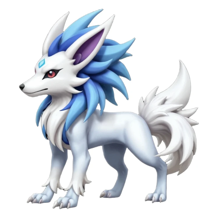 Cool edgy badass Suicune-Lycanroc-Absol-Fakémon-hybrid-creature (full body)  sticker