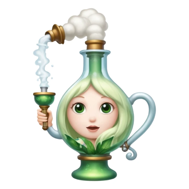 Fairy with a big bong with steam coming out of it sticker