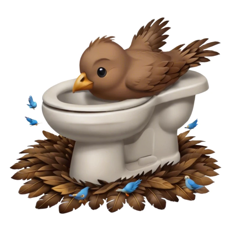 Pooping with birds in the room sticker