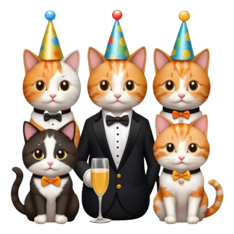 12 cats at a birthday party sticker