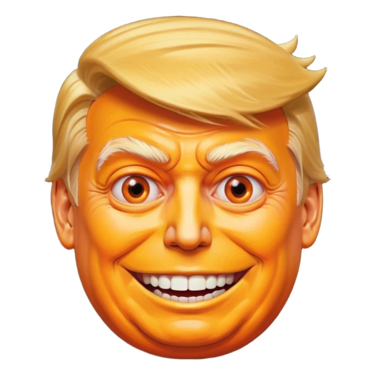 donald trump orange face smiling extremely wide cursed body horror sticker