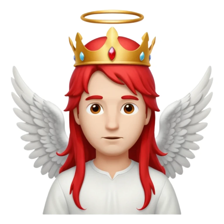 long hair angel with a red crown on his head, 4 wings sticker