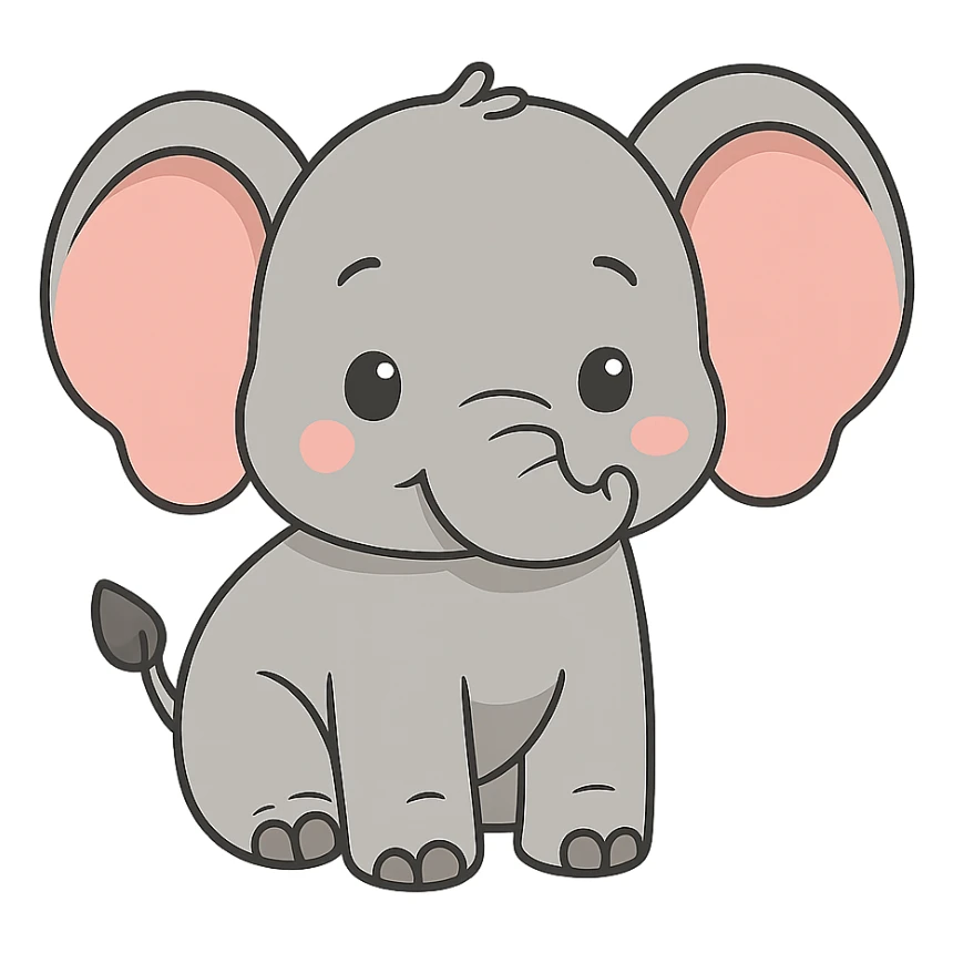 flat toon baby elephant sticker