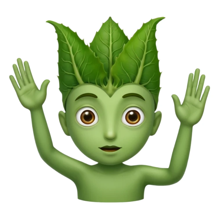 bhindi with big eyes antwo hands showing vitory sign sticker