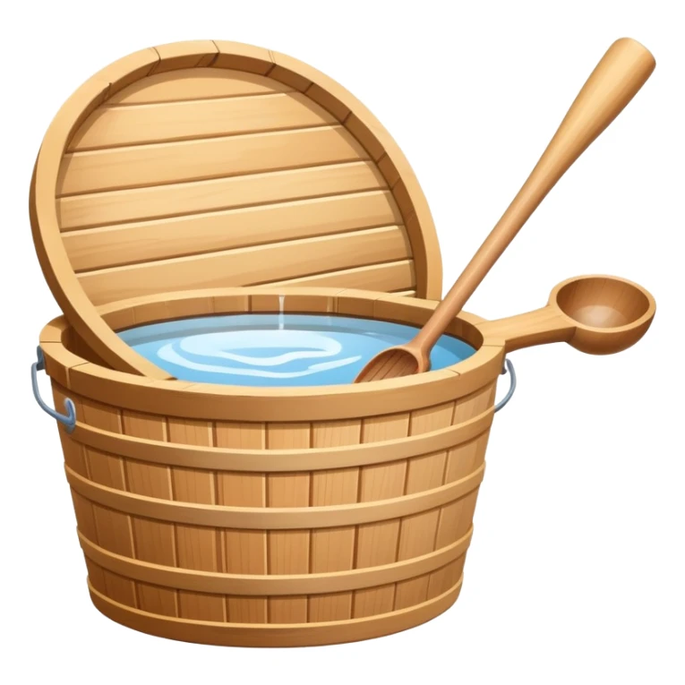 Sauna wooden bucket and ladle sticker