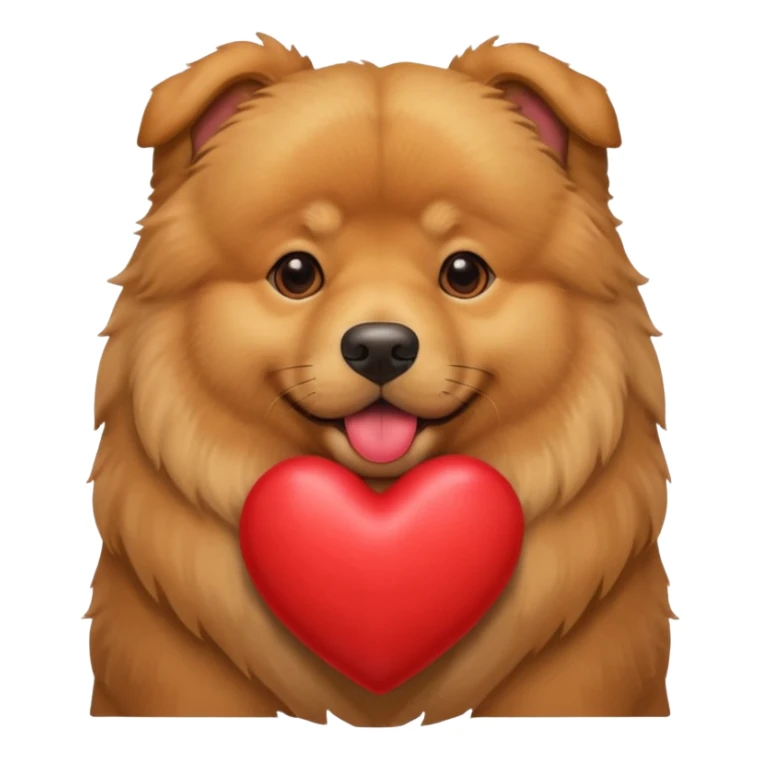 Golden Retriever/Chow Chow mix holding a large heart in its mouth sticker