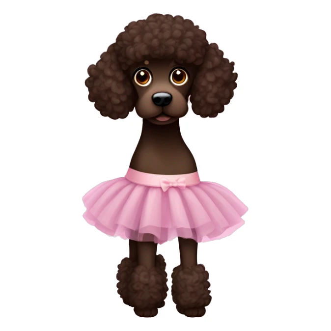 Dark Brown poodle wearing a ballet tu tu sticker
