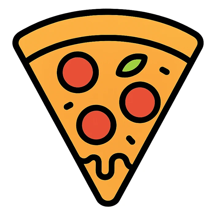 colorful outlined icon of a pizza slice sticker